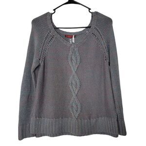 Left On Houston by Anthropologie Gray Teal Cozy Chunky Knit Sweater Size XS
